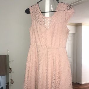 A pink lace dress.